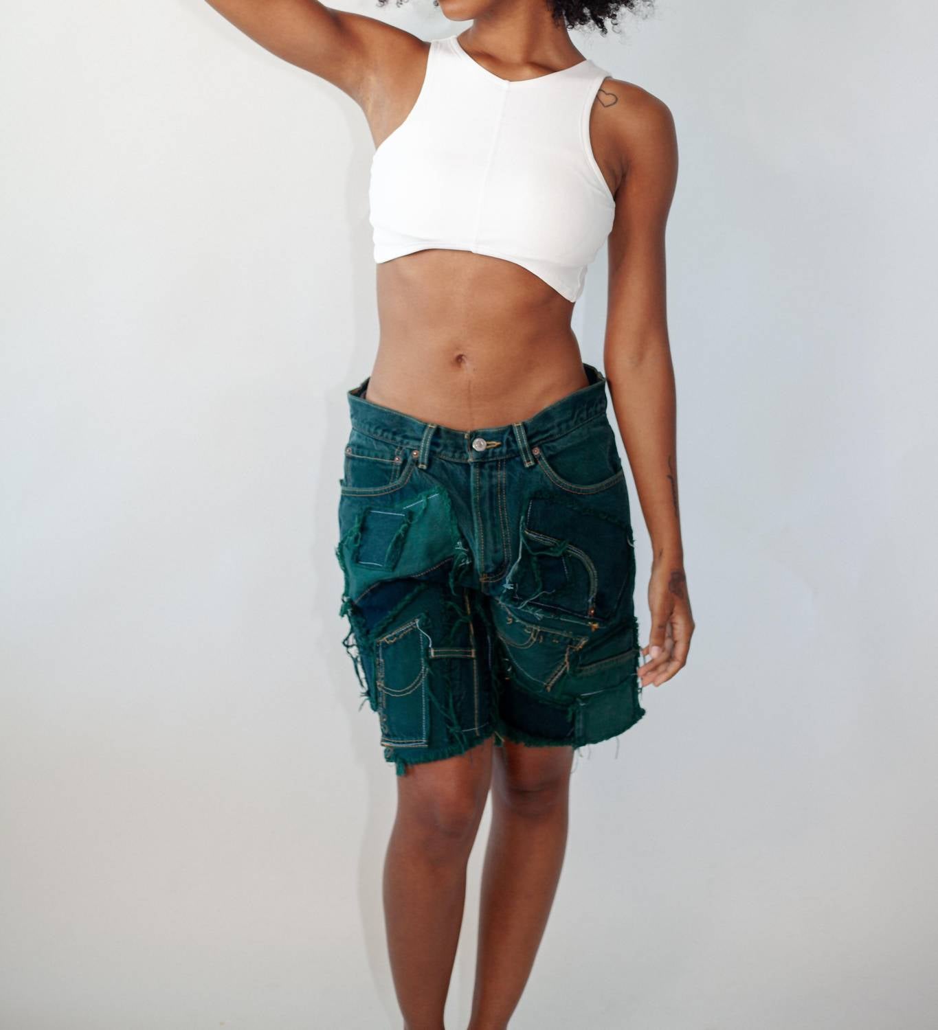 Knotwtr - Patched Denim Shorts