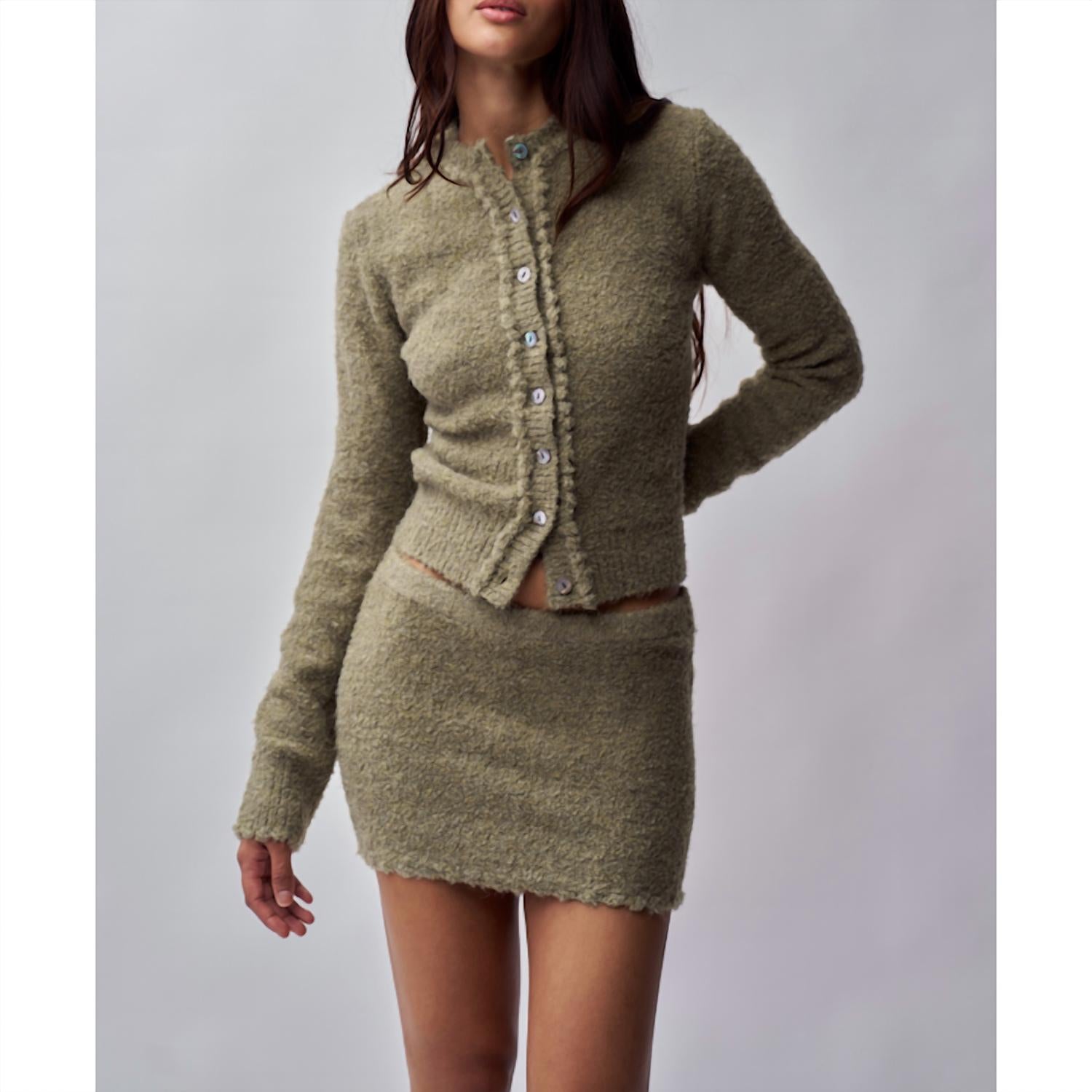 Guizio Knit Mini Skirt in sage green - women's skirt