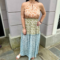 Kori - Soft Printed Halter Maxi Dress