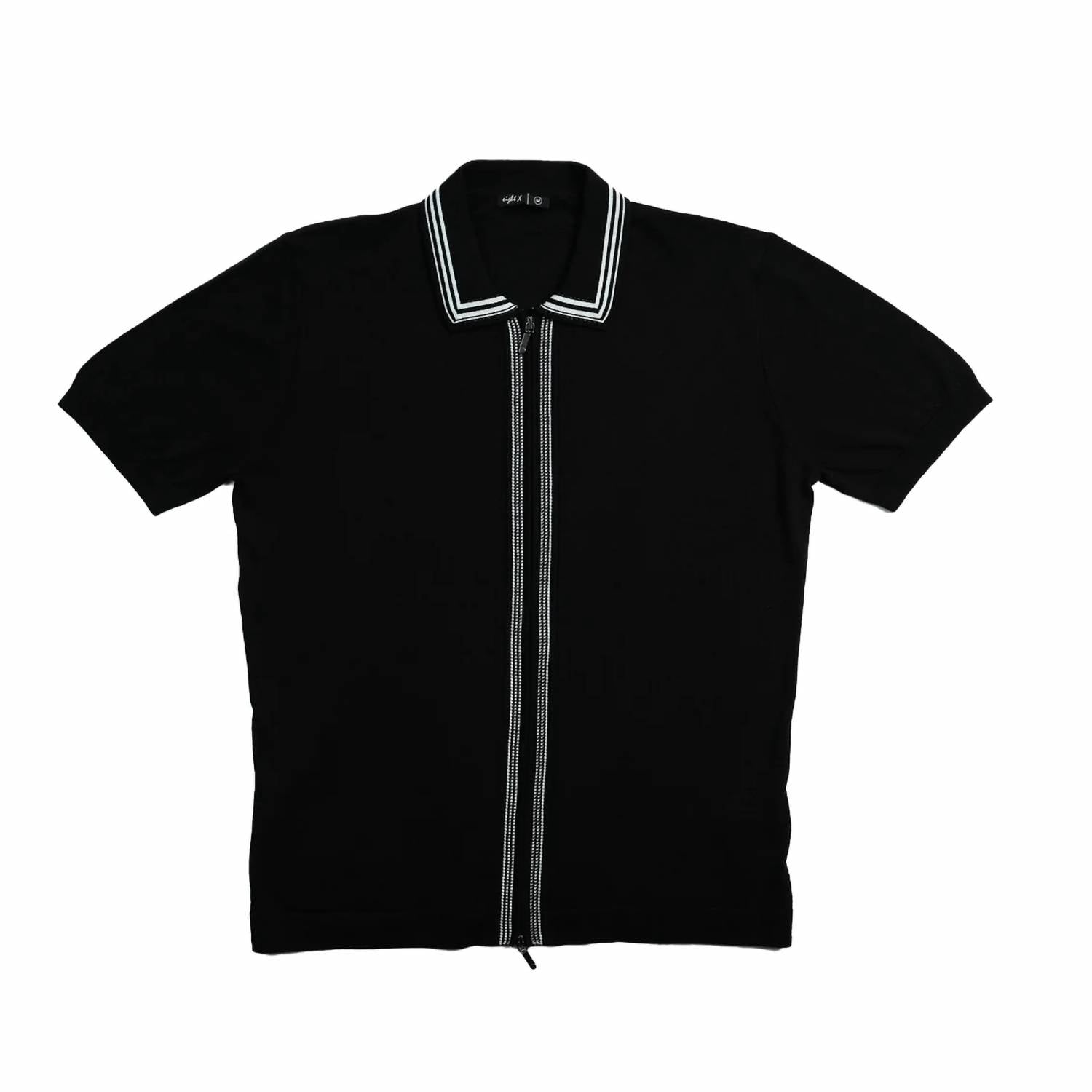 Eight X - Contour Short Sleeve Two Way Zip Knit Polo Shirt