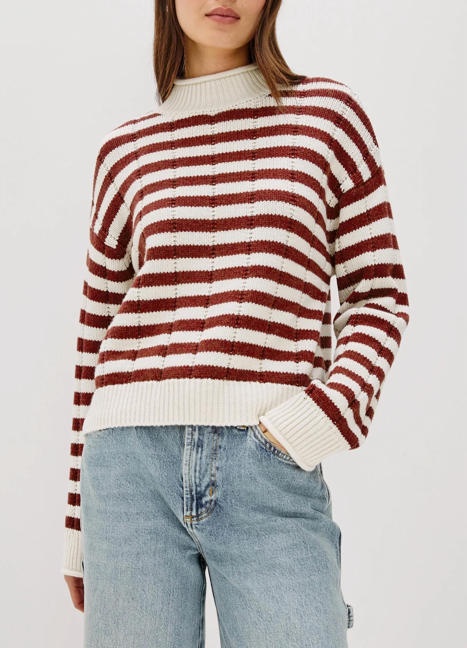 Rails Corrine Mockneck Sweater in ivory russet stripe - women's sweater