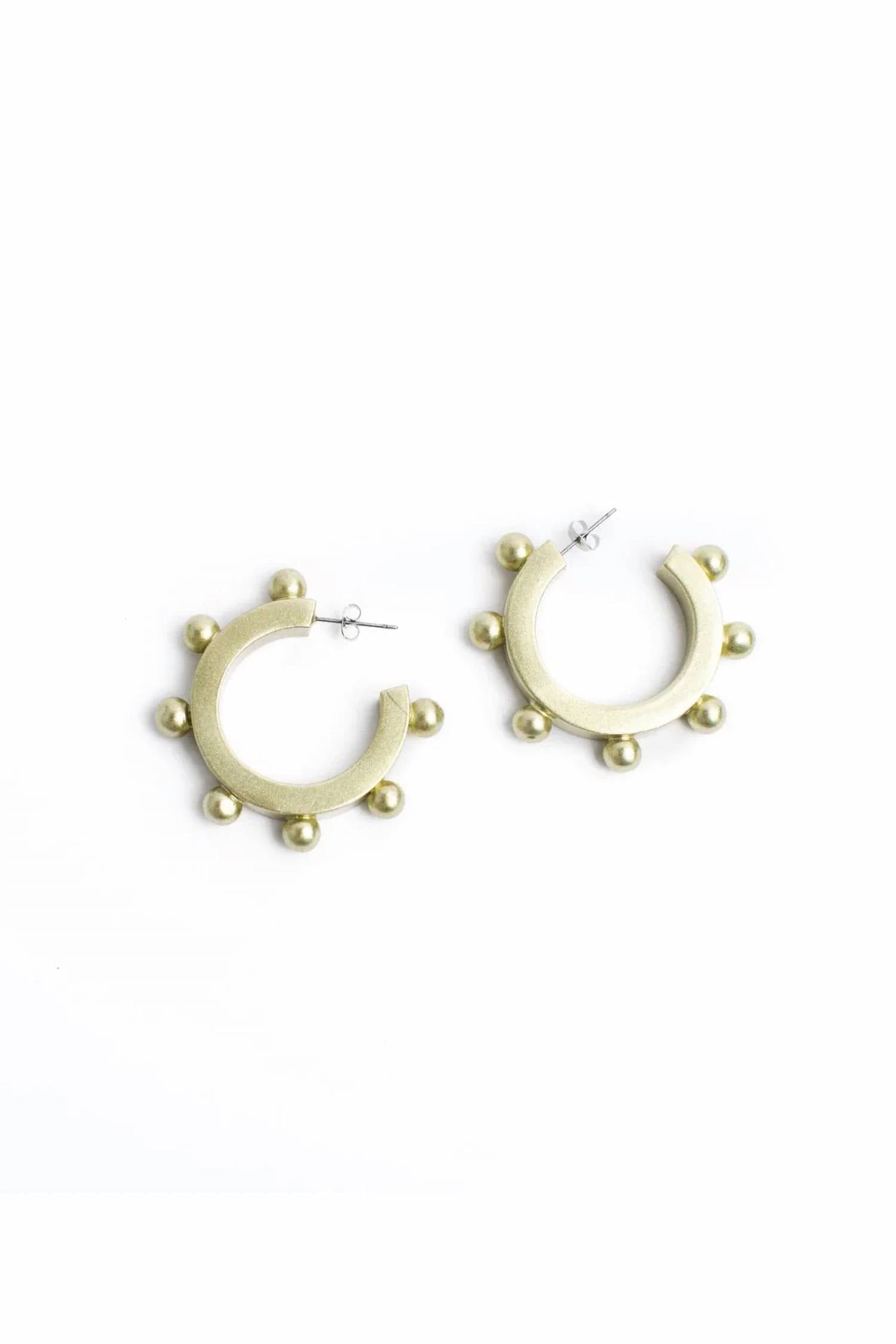 Sunshine Tienda - Women's Metallic Bead Hoops Earrings