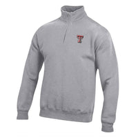 Mercer + Mettle Quarter Zip Pullover Sweatshirt in grey heather - men's shirt - detail view