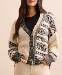 TRIBAL Button Front Sweater Cardigan in cream - women's cardigan