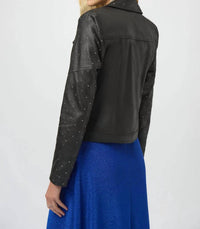 Joseph Ribkoff - Embellished Faux Leather Moto Jacket