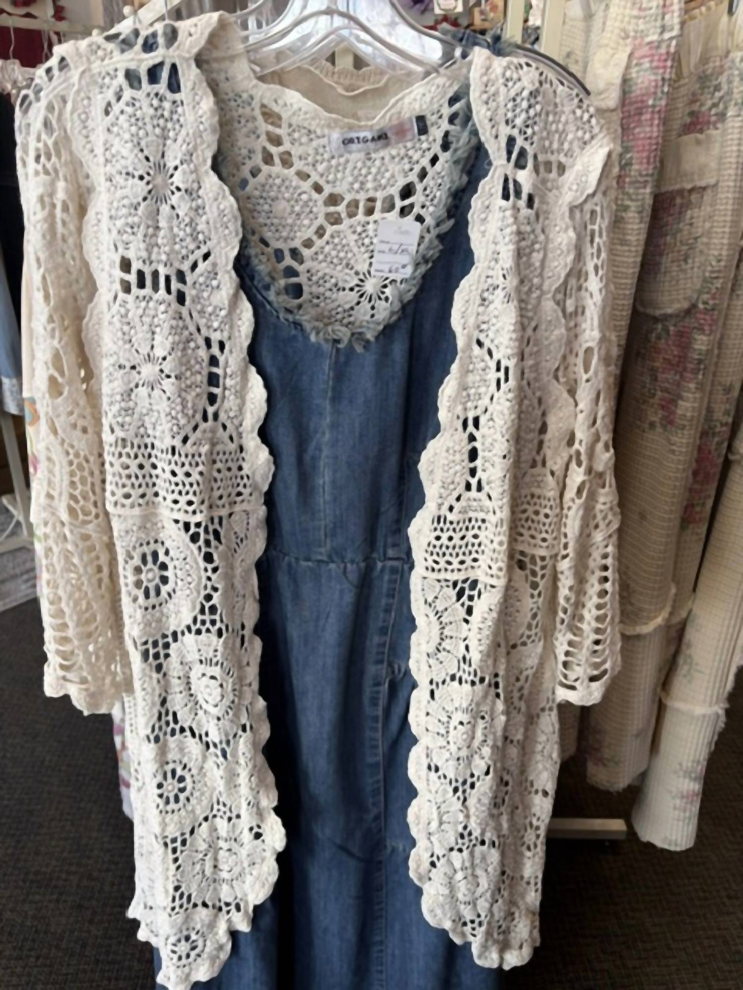 Origami - Women's Long crochet cardigan