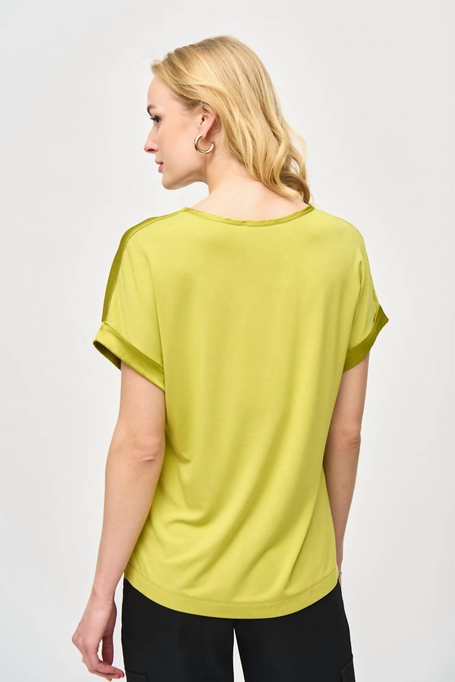 Joseph Ribkoff - Satin Front Short Sleeve Top