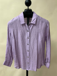 mystree Women's Love Button Down Shirt in lavender - women's shirt