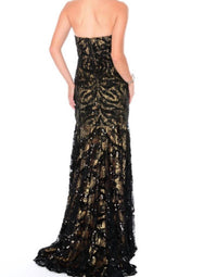 Precious Formals - Lace-and-sequins Overlay Strapless Gown