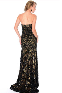Precious Formals - Lace-and-sequins Overlay Strapless Gown
