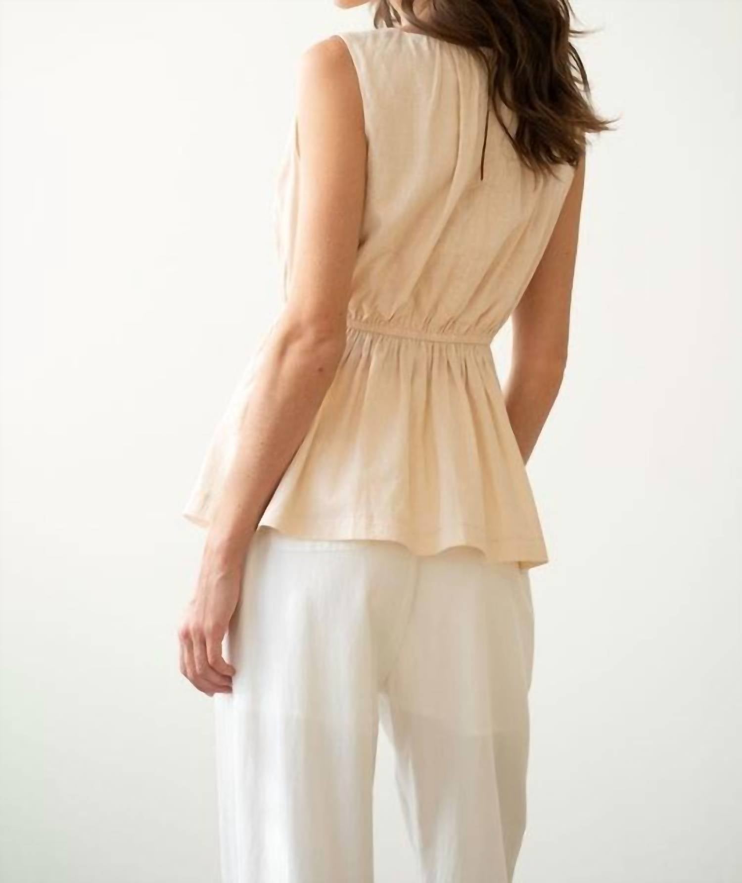 Elle Grey - Shirred Peplum Blouse