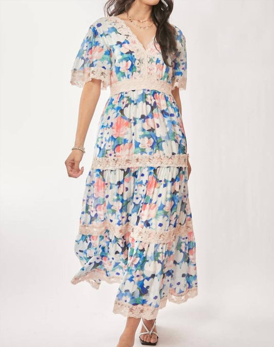 Davi & Dani - Floral V-neck Maxi Dress