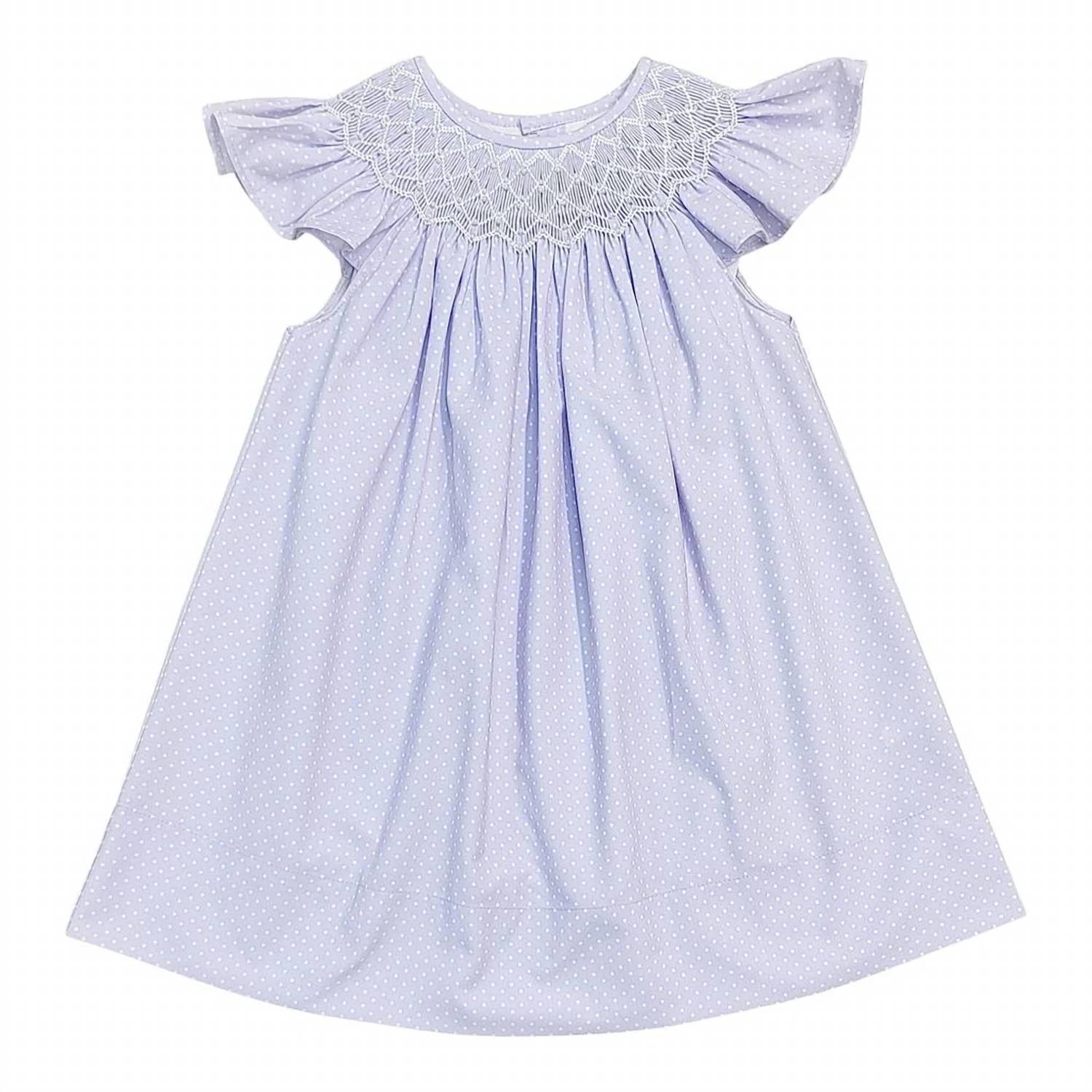 Sweet Dreams - Little Girls Polka Dot Pearl Smocked Dress