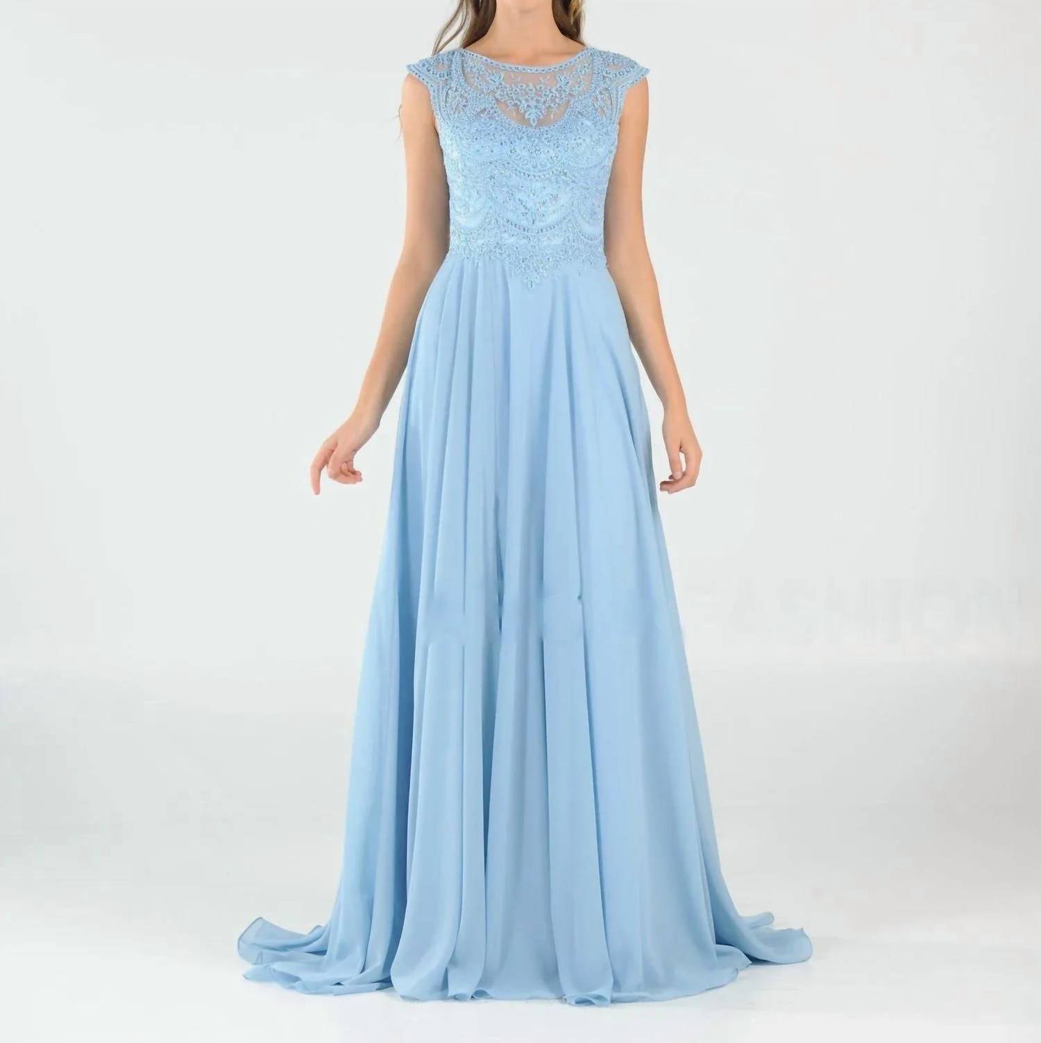 Poly Usa - Long Embroidered Cap Sleeve Dress