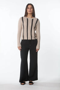 Kokun - Stripe Textured Crew Sweater