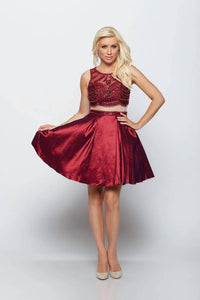 Last Dress - Crimson Jewelled Crop Dress