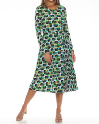 Joseph Ribkoff - Women's Geometric Print Belted Midi Dress