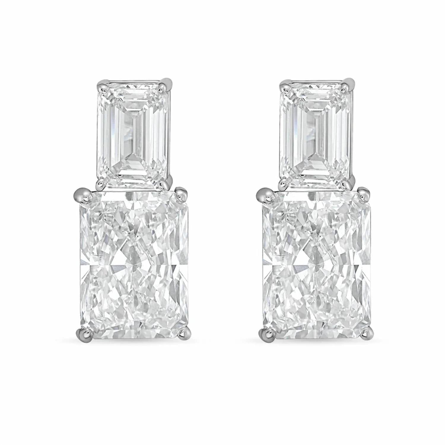 Diana M Jewels - Women's Emerald Lab-Grown Diamond Stud Earrings (6.00 Ct TCW) - Elegant
