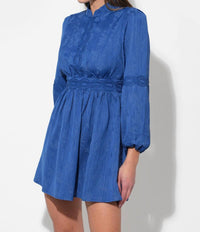 adelyn rae Salome High Collar Lace Mini Dress in blue - women's dress - view 4