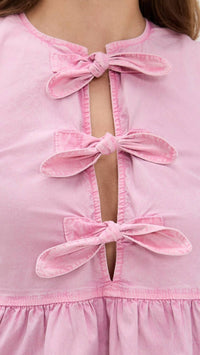 Ganni - Washed Stretch Bow Mini Dress