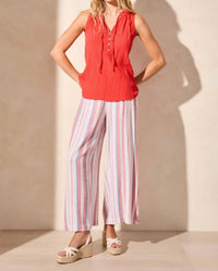 Tribal - Sleeveless Flowy V-Neck Textured Blouse