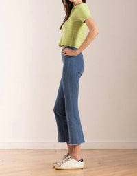 Avenue Montaigne Leo Cropped Flare Cut Jeans in light denim - women's jeans - detail view