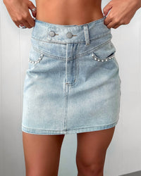 Cloud Ten - Always Pearl Denim Mini Skirt