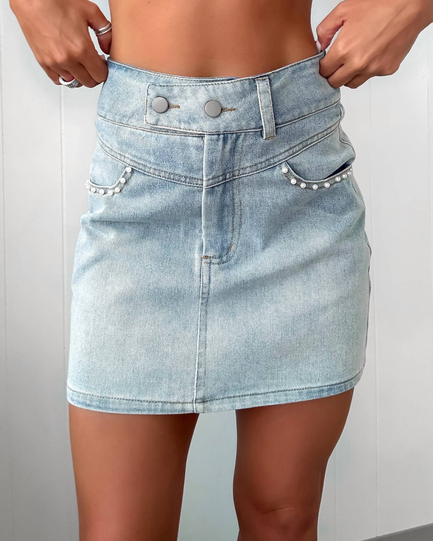 Cloud Ten - Always Pearl Denim Mini Skirt