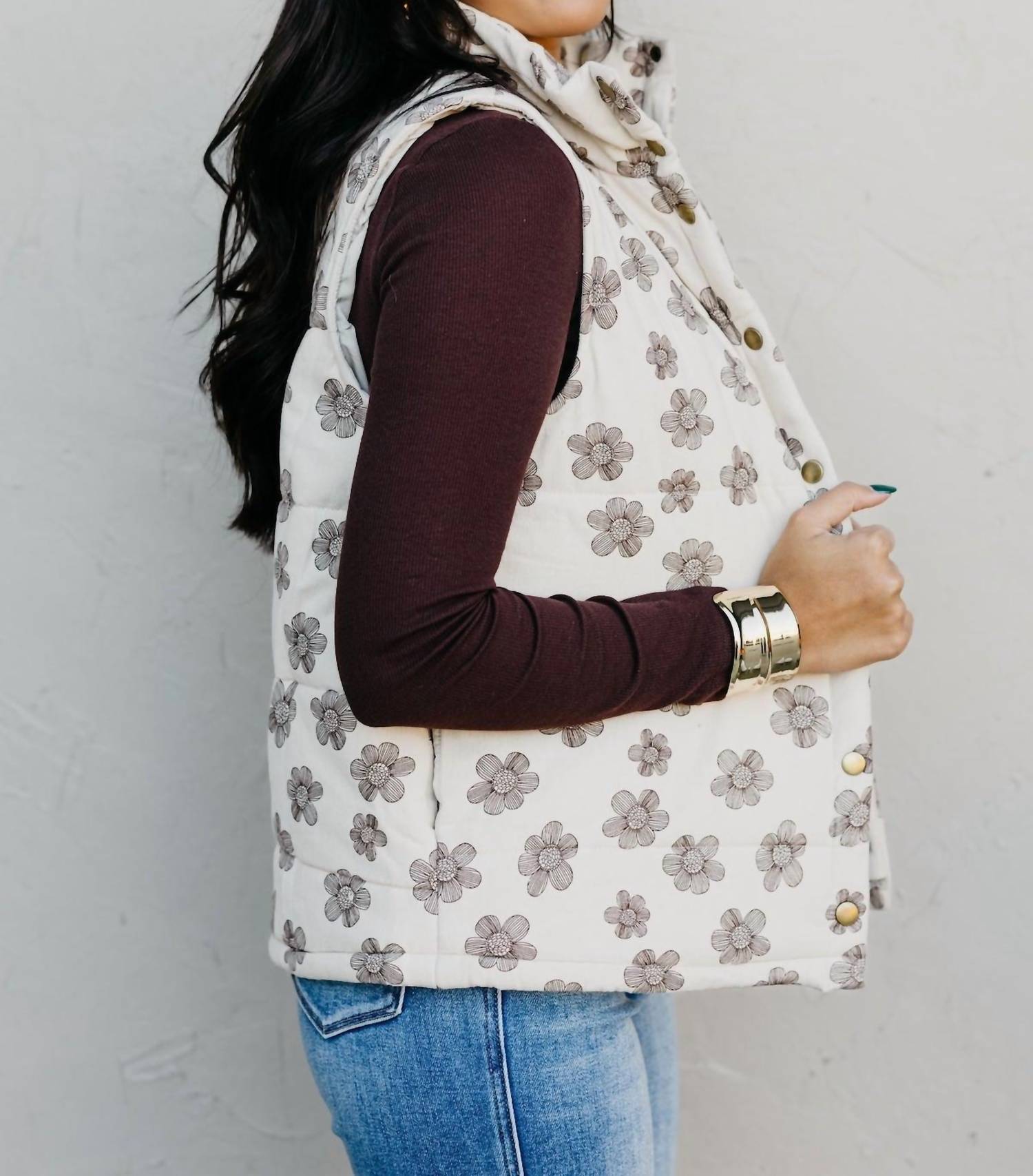 Hem & Thread - Sweet Daisy Floral Padded Vest