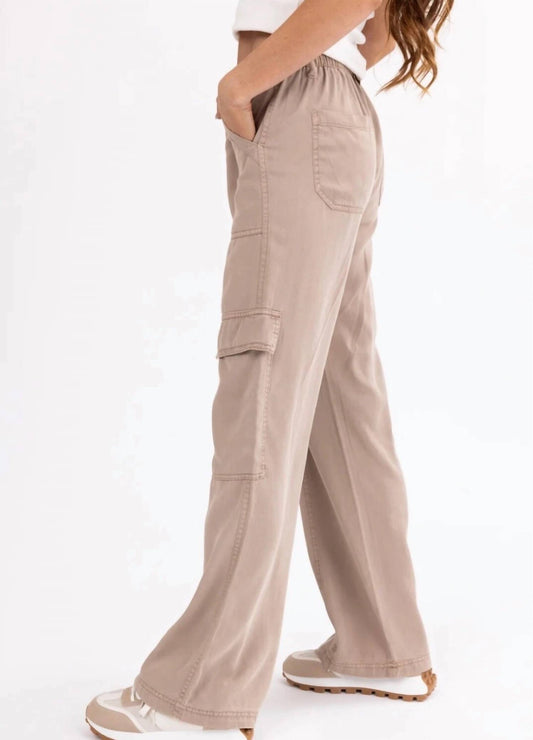 Risen - High Rise Tencel Wide Cargo Pants