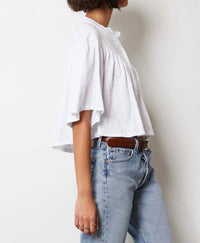 bobi Blake Boho Henley Blouse in white - women's blouse - alternate view