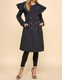 Tcec - Ruffle Shoulder Trench Coat