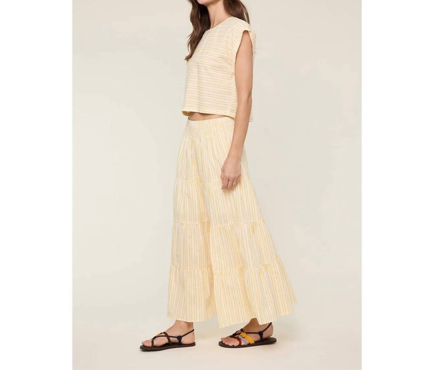 Wishlist - Striped Top And Midi Skirt Set