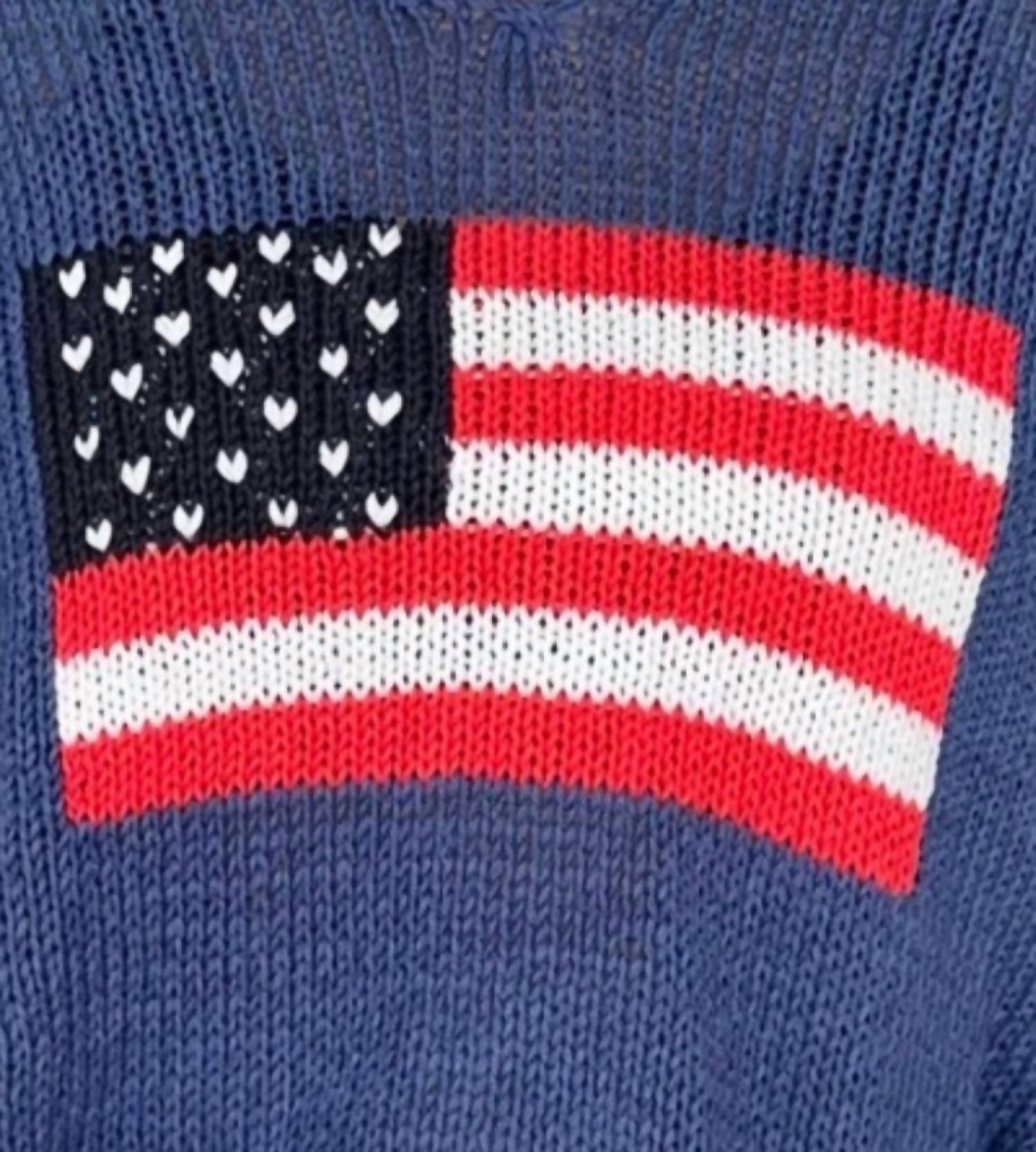 Wooden Ships - Flag Shirt Tail V Neck Sweater