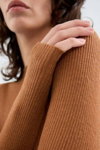 Compania Fantastica - Dusty High Neck Long Sleeve Ribbed Blouse