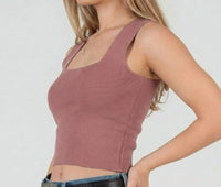 LUCCA Knit Crop Tank Top in mauve - women's tank top - view 4