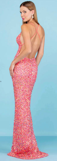 Scala - Sequin gown with criss cross back