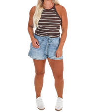 Miou Muse - Day Trip Stripe High Neck Tank Top