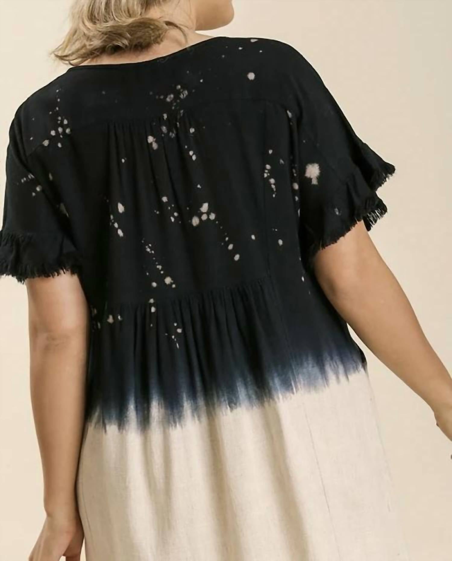 Umgee - Dip Dye Pocket Mini Dress Plus