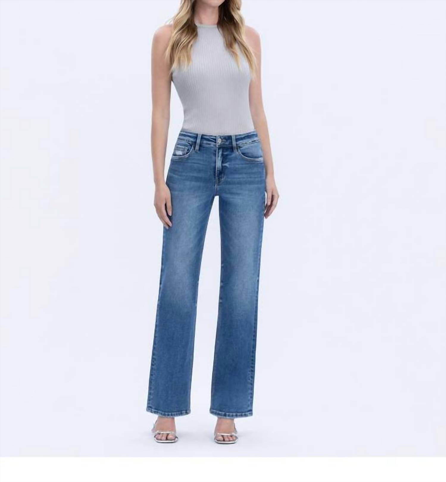 Vervet By Flying Monkey - Aileeah High Rise Full Length Slim Wide Jeans