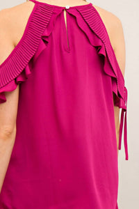 Entro - Cute Open Shoulder Ruffle Top