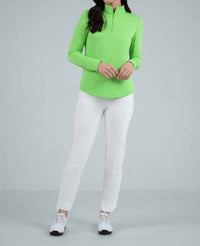 Ibkul - Zip Mock Neck Solid Top