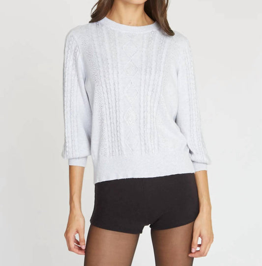 Autumn Cashmere - PUFF SLEEVE CABLE CREW TOP