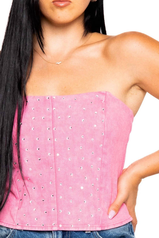 Le Lis - Swifty Rhinestone Denim Tube Top