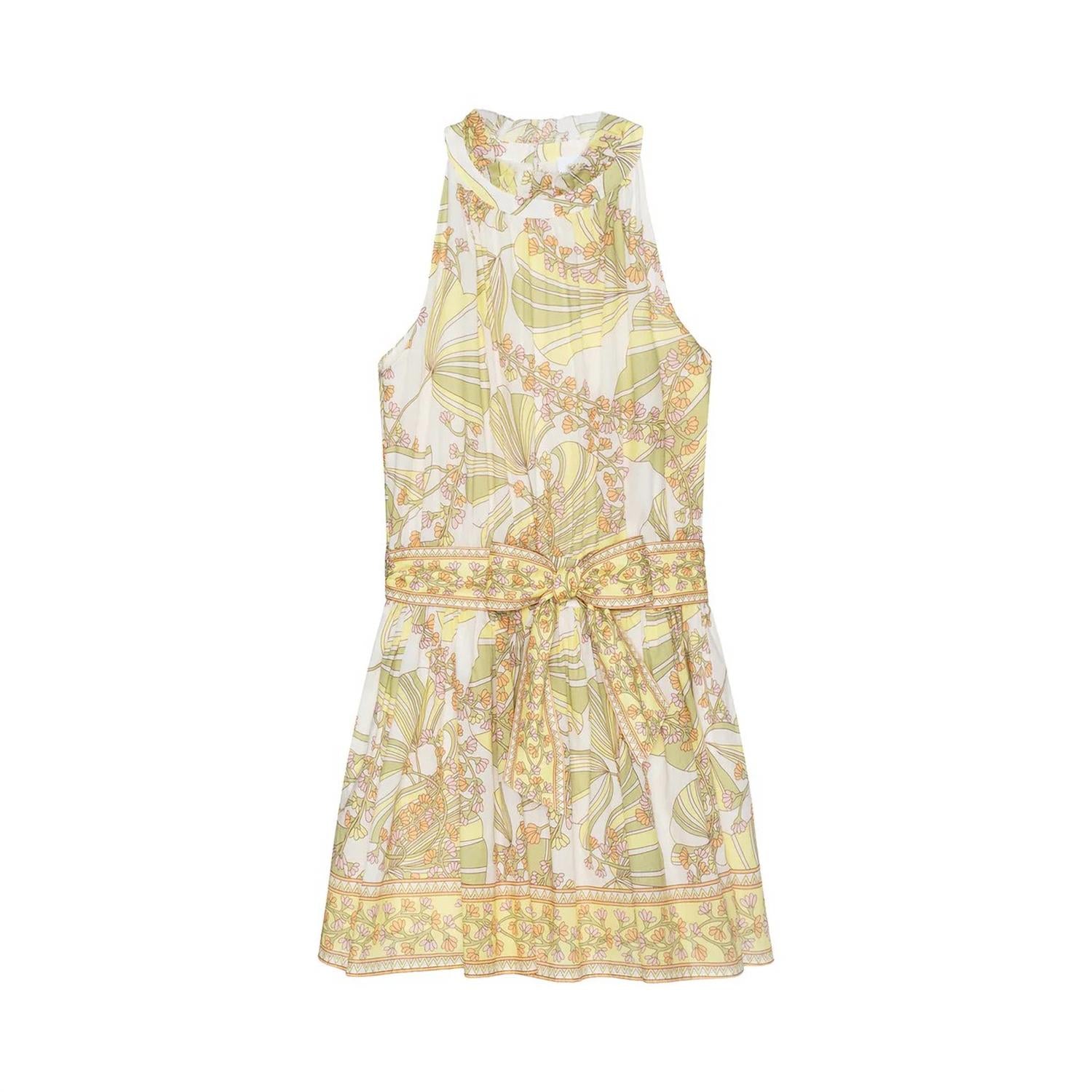 Sundays - Printed Lizette Halter Mini Dress