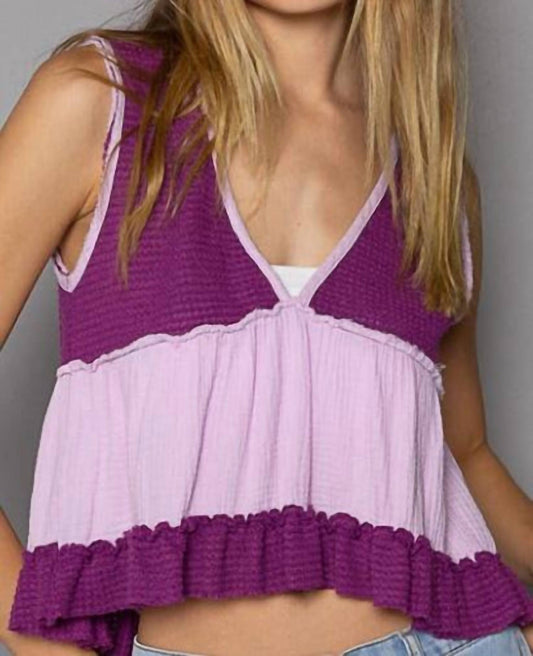 Pol - Women's Crop Baby Doll Ruffle Tank Top