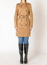 Black Tape - Faux Suede Trench Coat