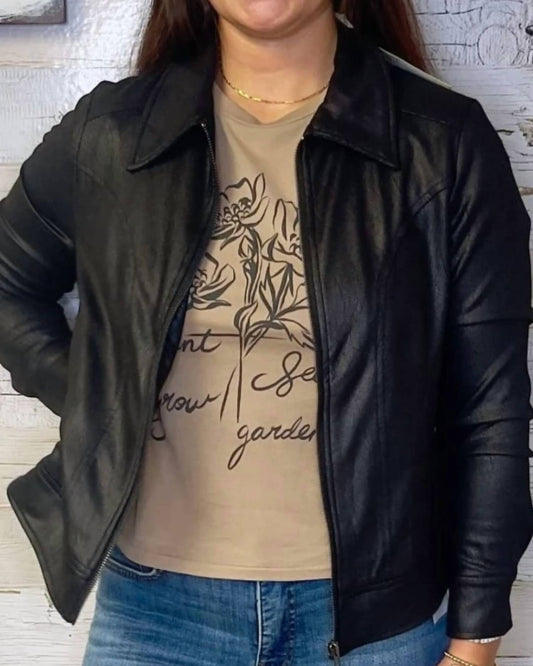 Grace And Lace - Lightweight Faux Leather Jacket