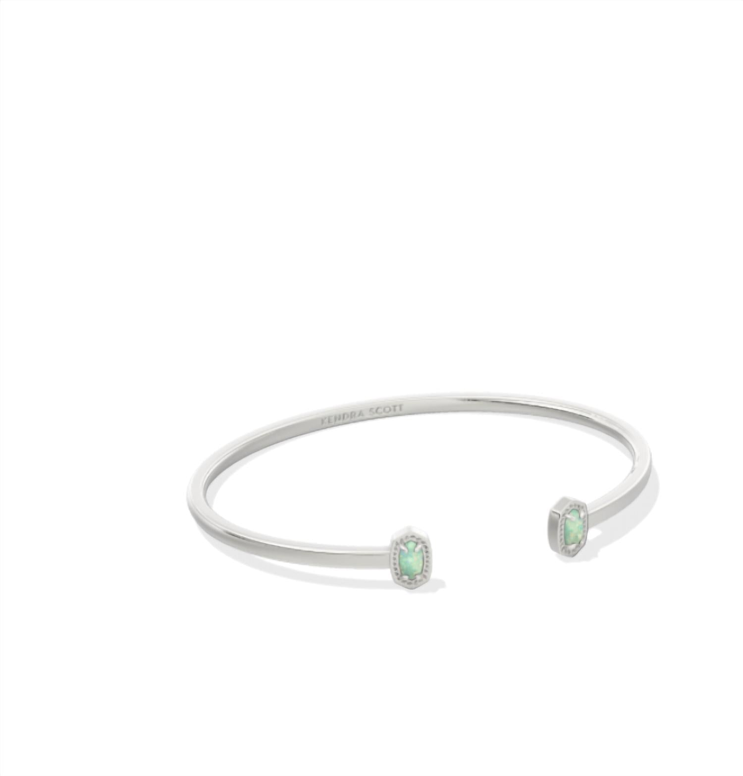Kendra Scott Women's Mini Elton Cuff Bracelet in silver green opal - women's jewelry