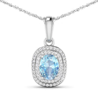 Diana M Jewels - Women's Oval Natural Aquamarine Pendant Necklace (1.31 Ct) - Petite